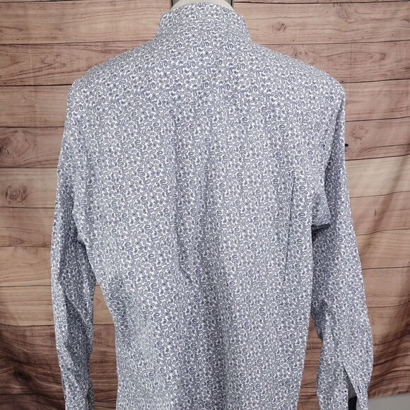 NICK GRAHAM STRETCH MODERN FIT PAISLEY BUTTON UP SHIRT MENS 18-18.5 36-37 2XL - Picture 4 of 7